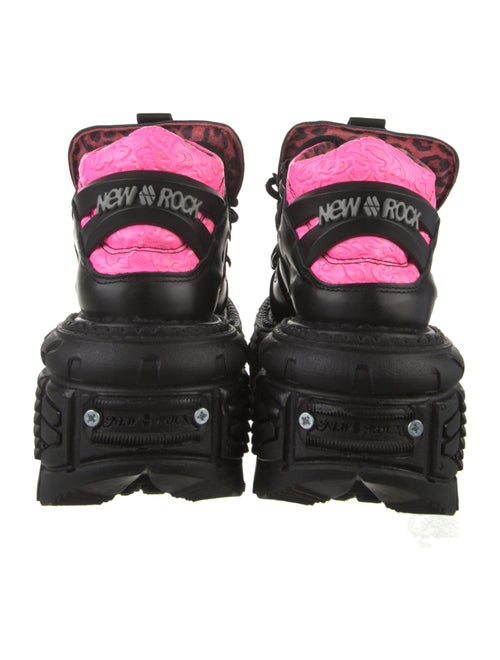 New Rock Leather Colorblock Pattern Wedge Sneakers