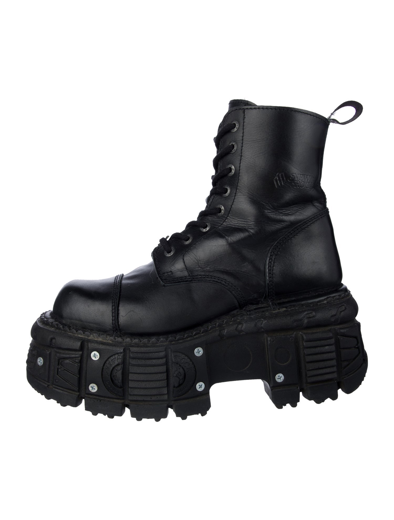 New Rock Leather Combat Boots