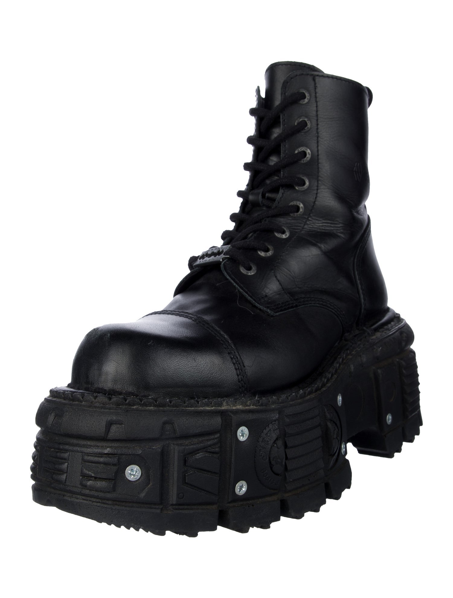 New Rock Leather Combat Boots