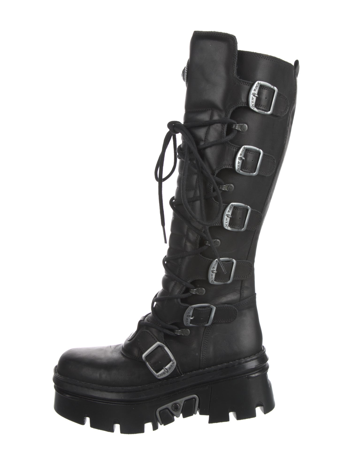 New Rock Leather Combat Boots