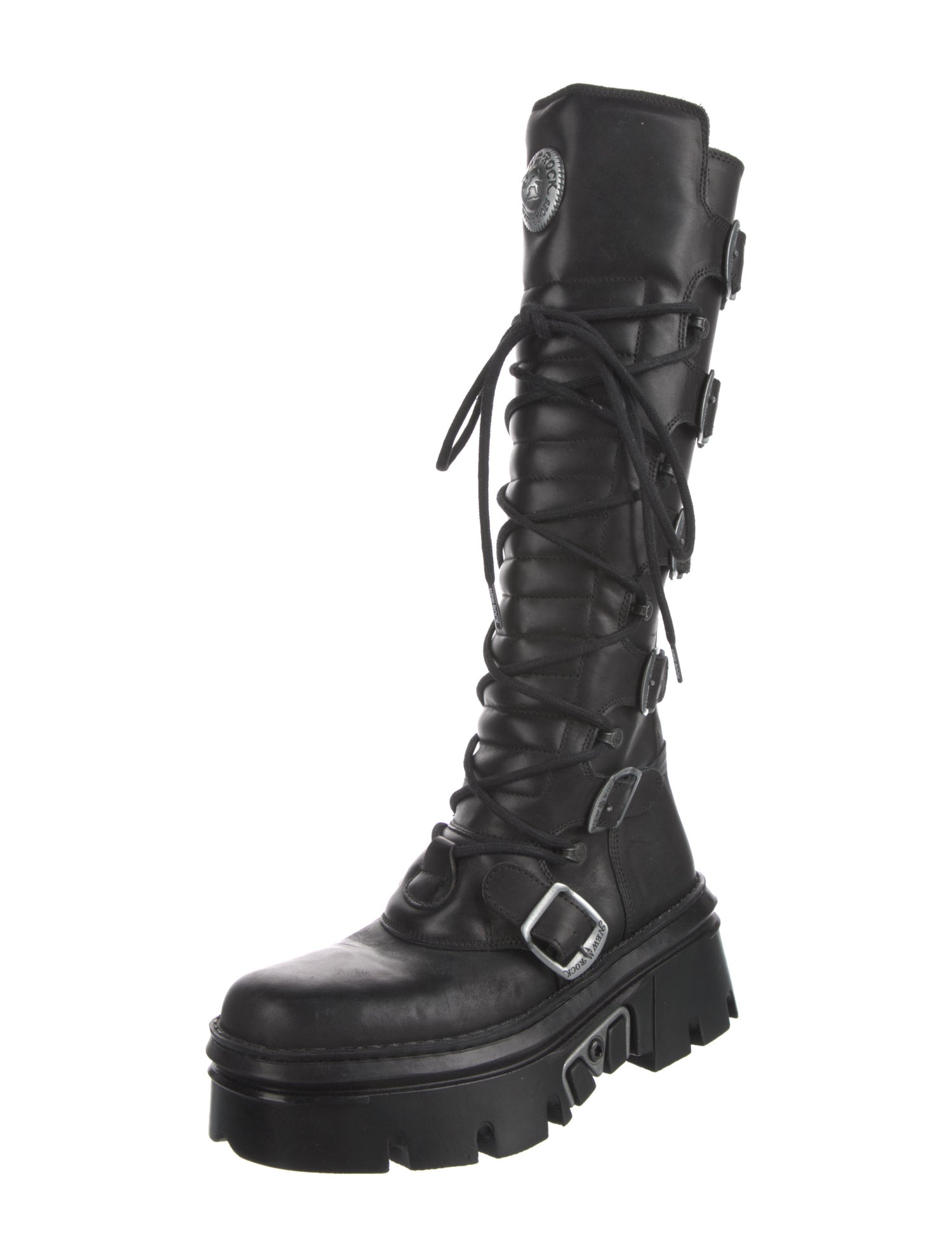 New Rock Leather Combat Boots