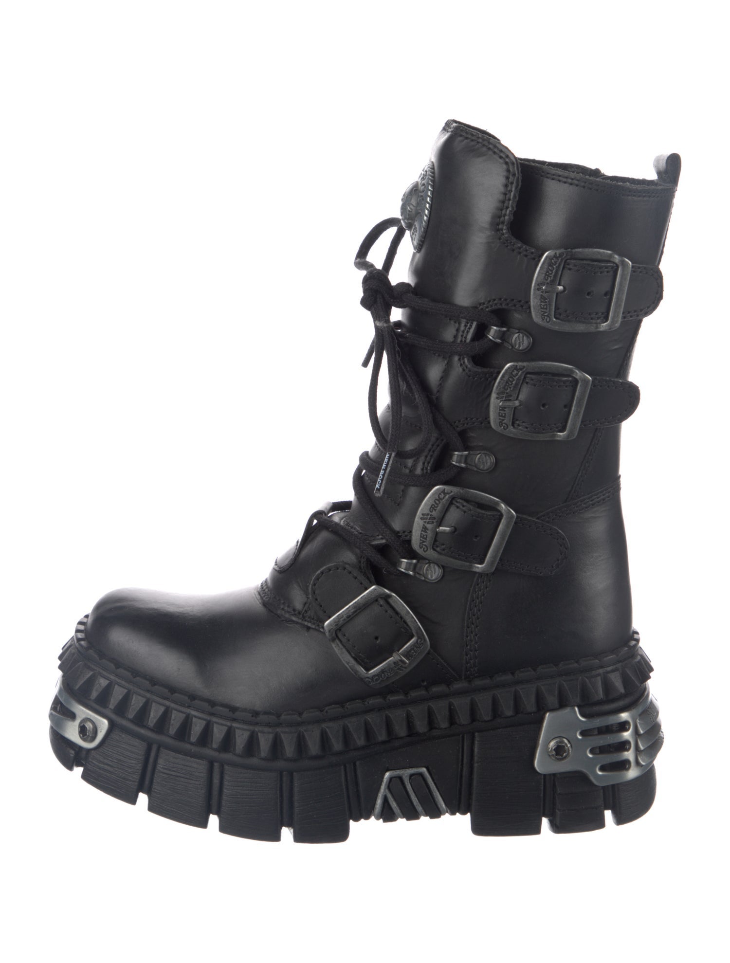 New Rock Leather Combat Boots