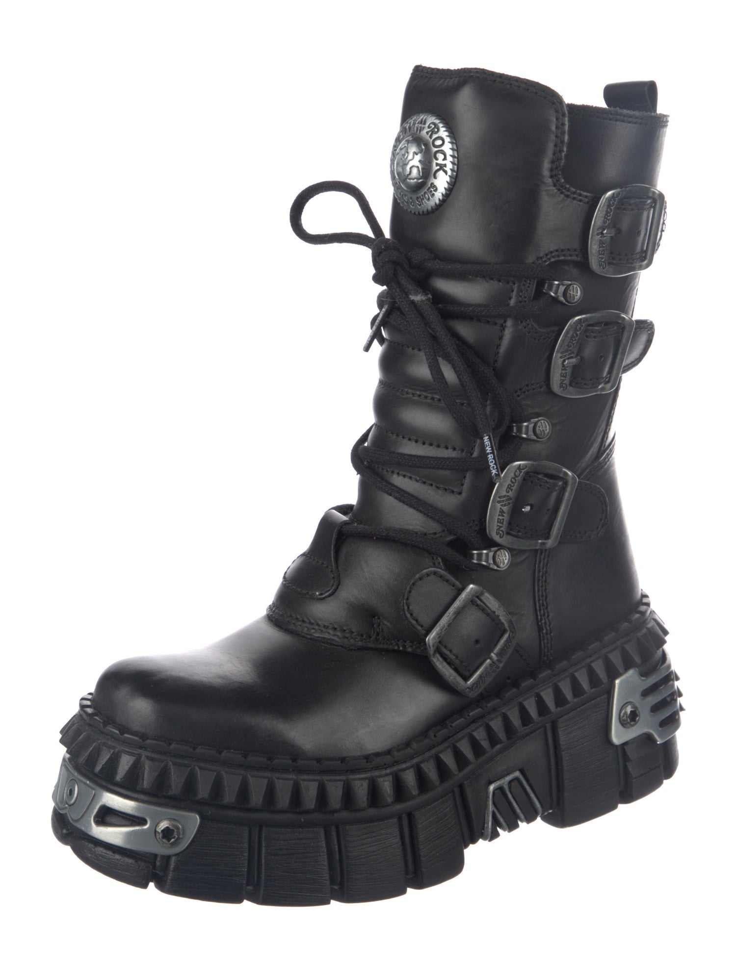 New Rock Leather Combat Boots