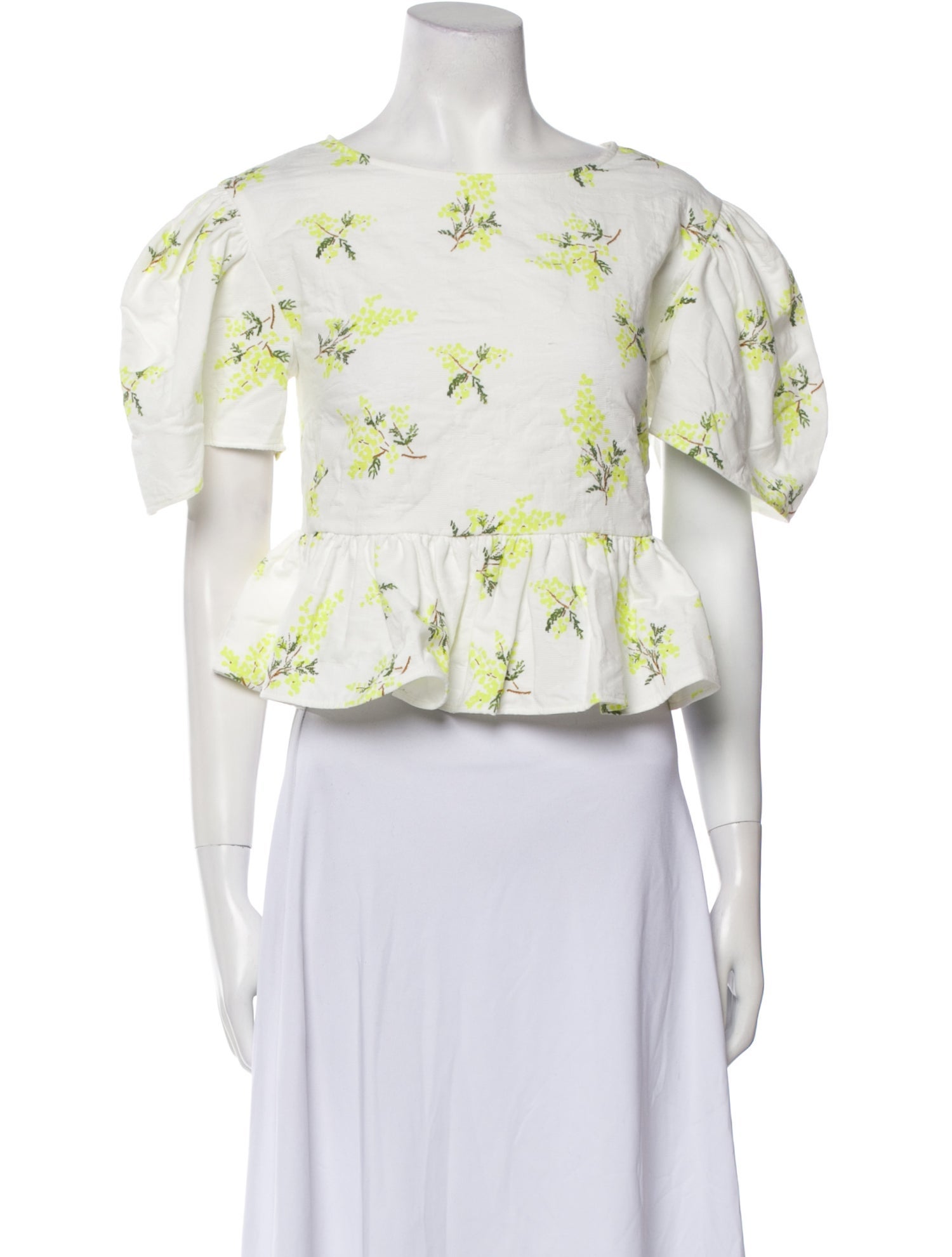 Naya Rea Floral Print Bateau Neckline Crop Top