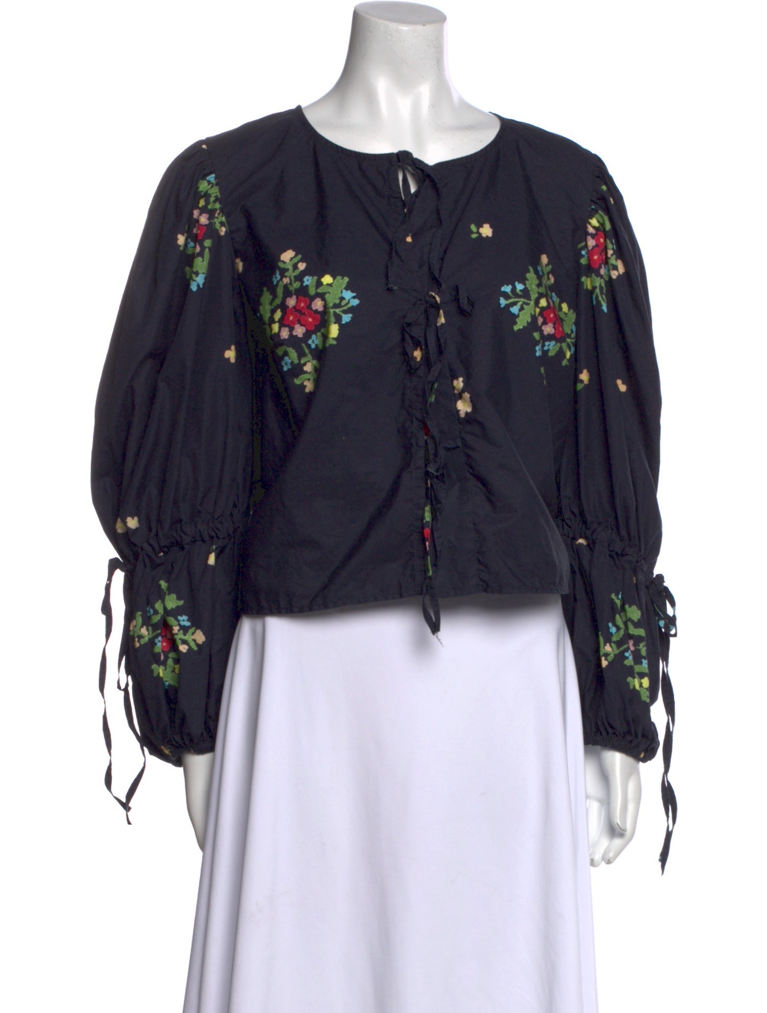 Naya Rea Floral Print Tie Neck Blouse