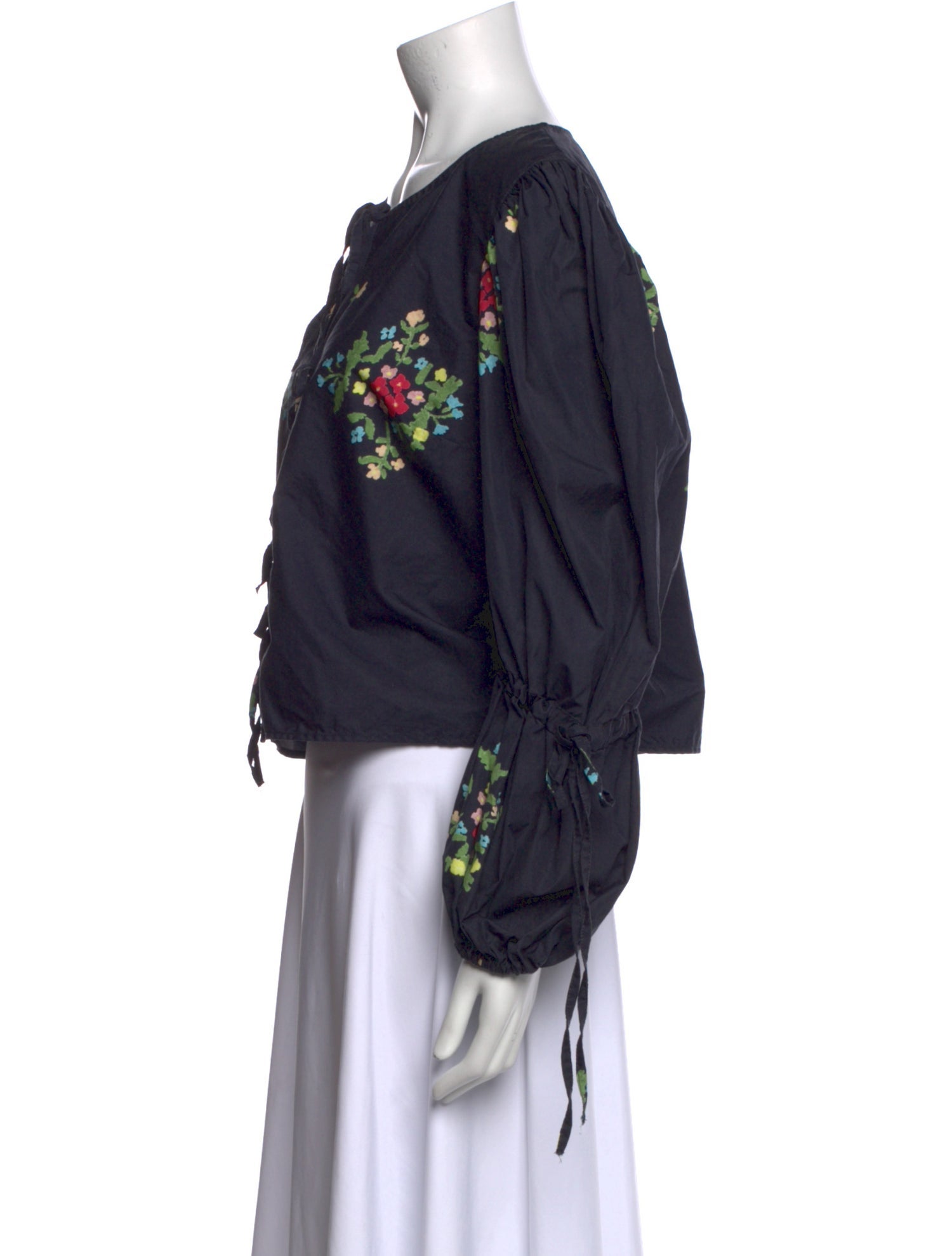 Naya Rea Floral Print Tie Neck Blouse