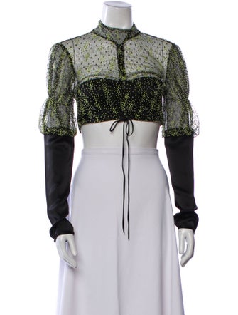 Nafsika Skourti Printed Mock Neck Crop Top