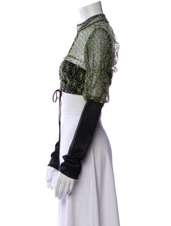 Nafsika Skourti Printed Mock Neck Crop Top