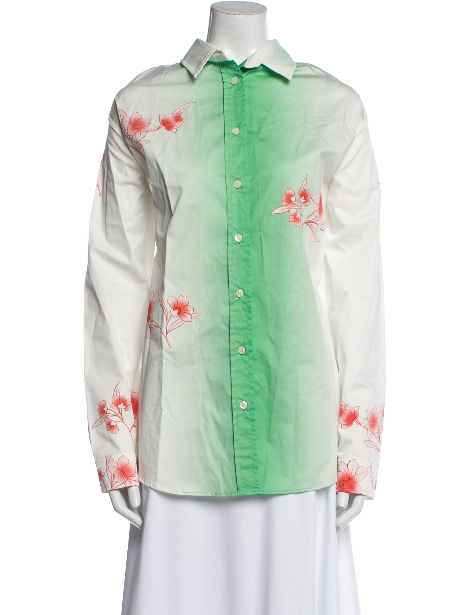 Nafsika Skourti Floral Print Long Sleeve Button-Up Top