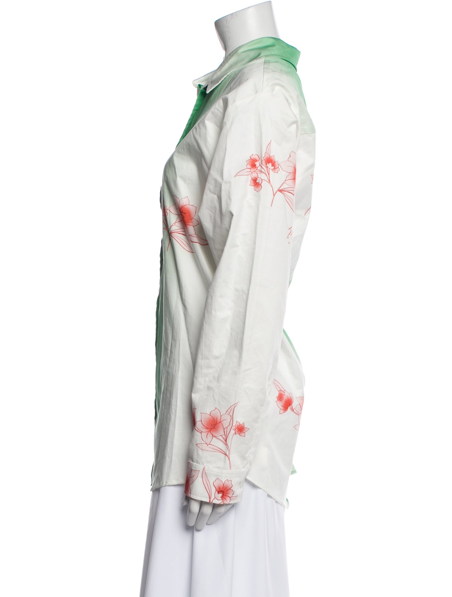 Nafsika Skourti Floral Print Long Sleeve Button-Up Top