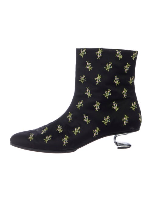 Nicole Saldana Embroidered Ankle Boots Black
