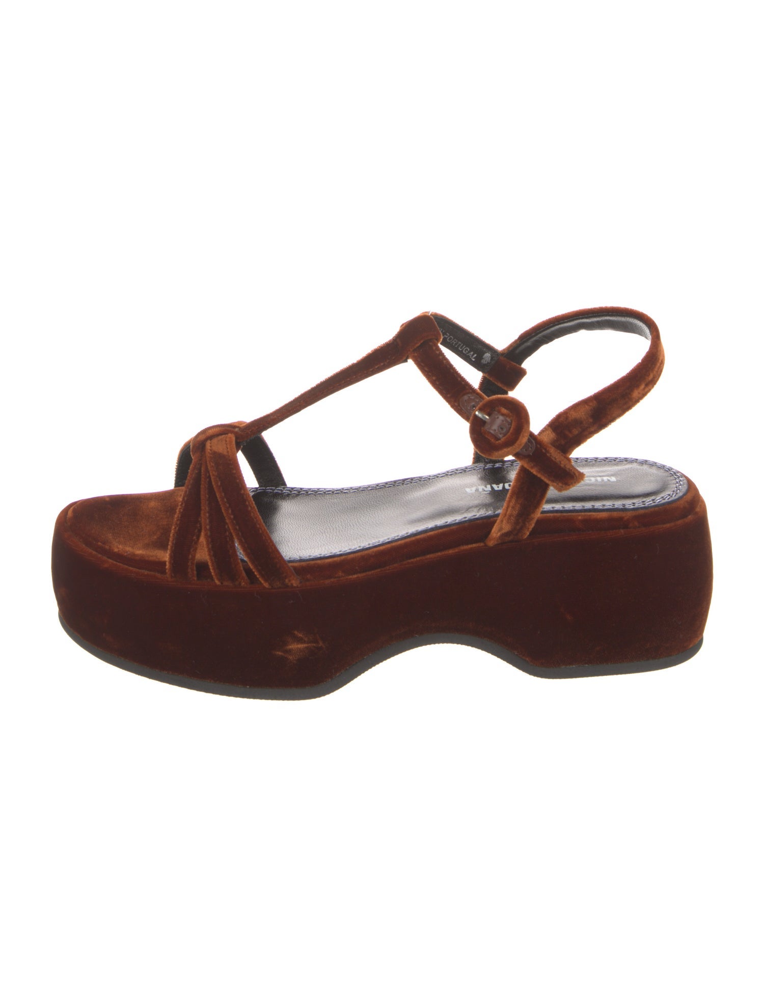 Nicole Saldana Velvet T-Strap Sandals