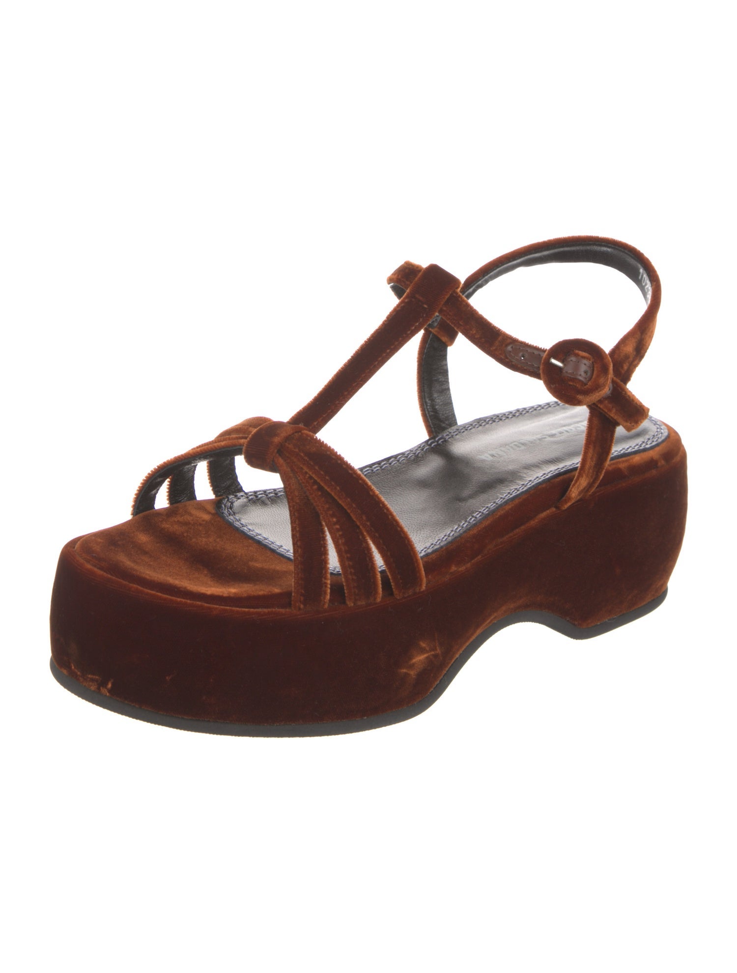 Nicole Saldana Velvet T-Strap Sandals