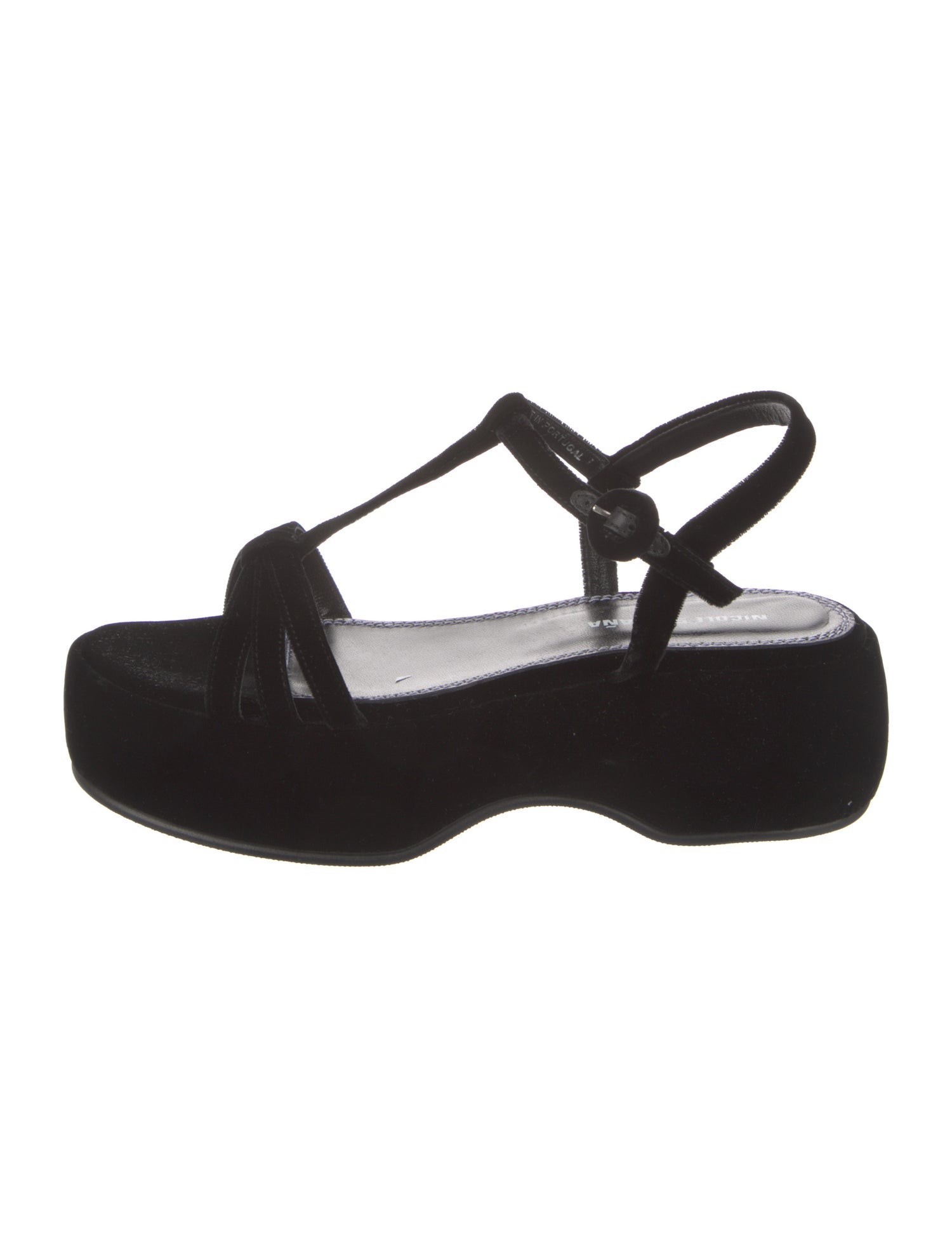 Nicole Saldana Velvet T-Strap Sandals