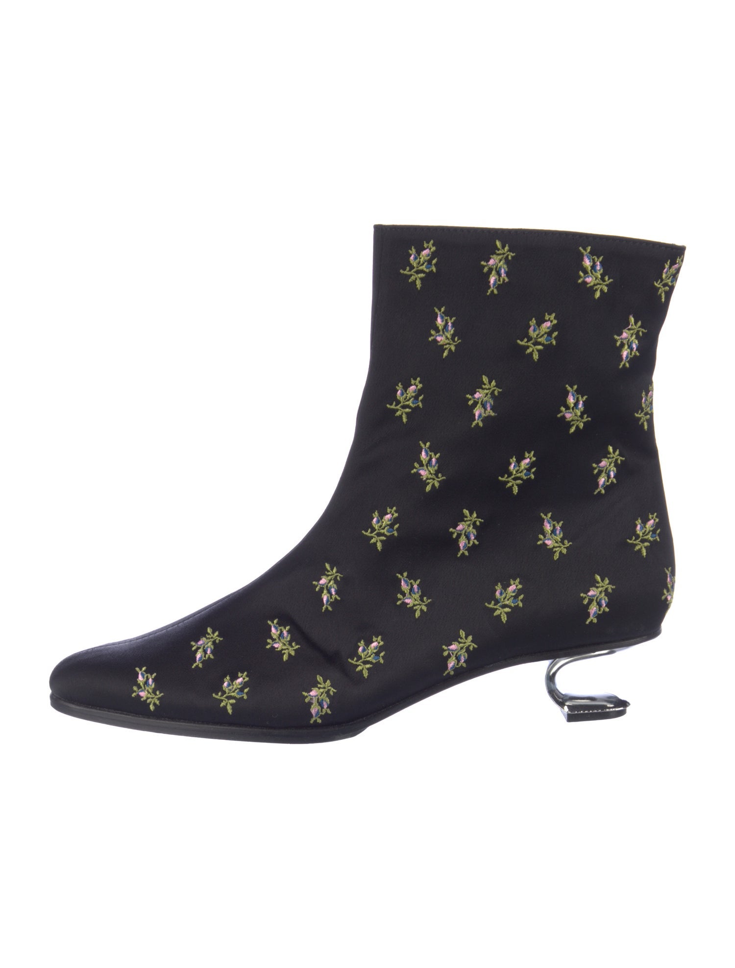 Nicole Saldana Floral Print Embroidered Accent Boots