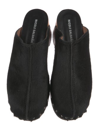 Nicole Saldana Fur Studded Accents Mules