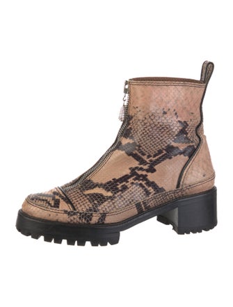 Nicole Saldana Snakeskin Animal Print Combat Boots