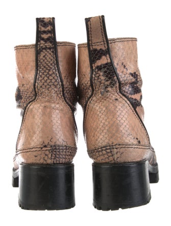 Nicole Saldana Snakeskin Animal Print Combat Boots