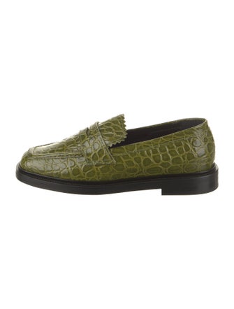 Nicole Saldana Embossed Leather Colorblock Pattern Loafers