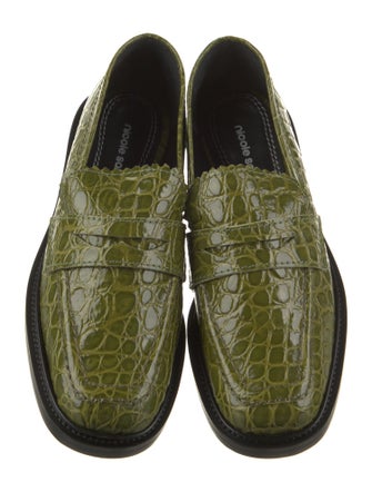 Nicole Saldana Embossed Leather Colorblock Pattern Loafers