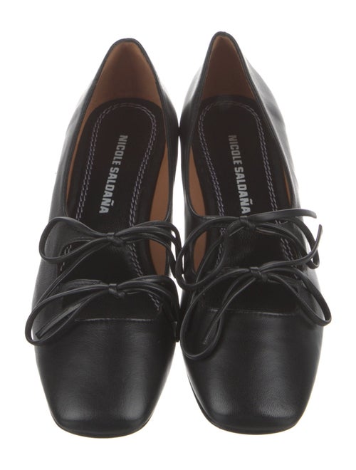 Nicole Saldana Leather Bow Accents Ballet Flats