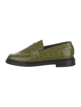 Nicole Saldana Embossed Leather Scalloped Accent Loafers