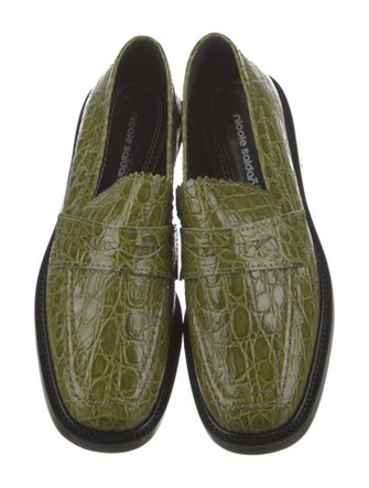 Nicole Saldana Embossed Leather Scalloped Accent Loafers