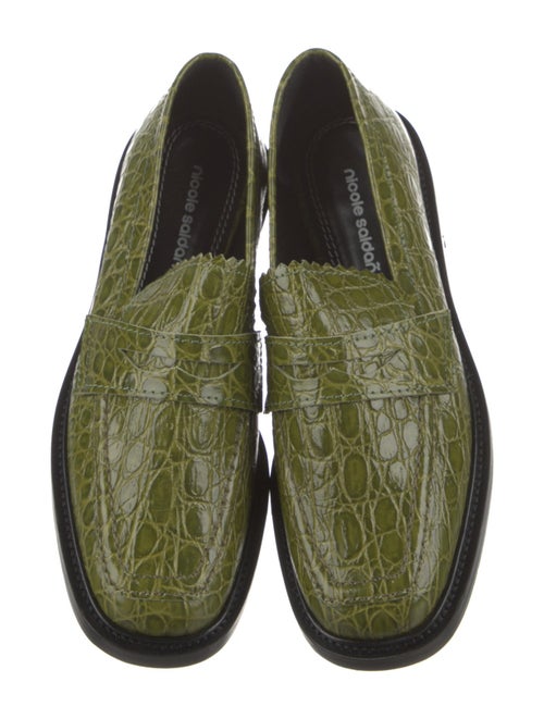 Nicole Saldana Embossed Leather Scalloped Accent Loafers