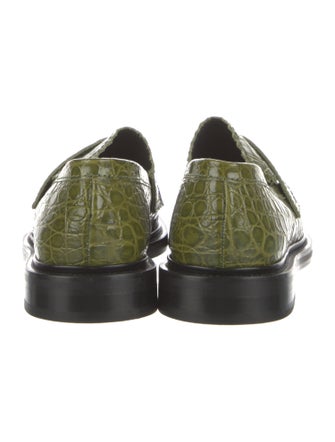 Nicole Saldana Embossed Leather Scalloped Accent Loafers