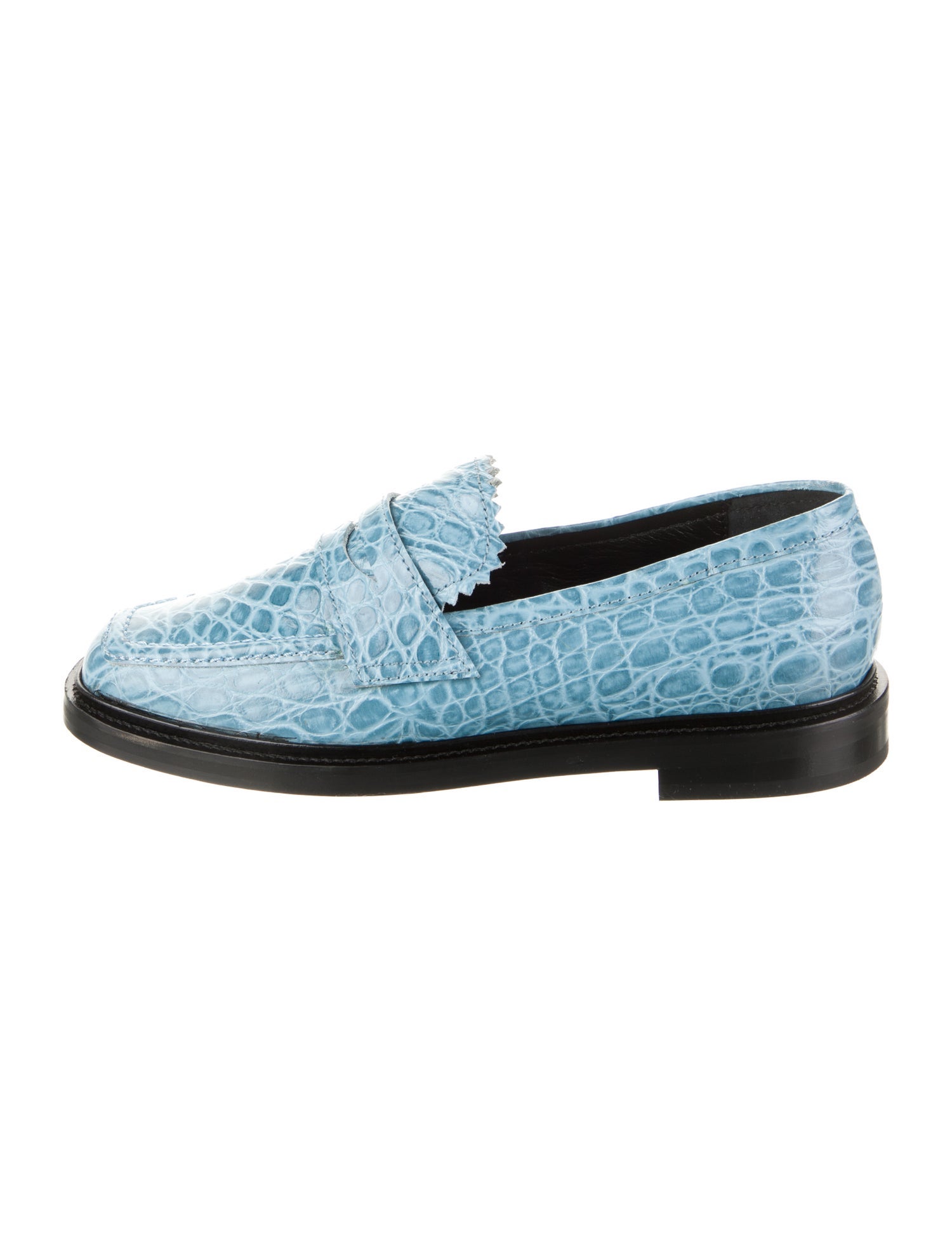Nicole Saldana Embossed Leather Colorblock Pattern Loafers