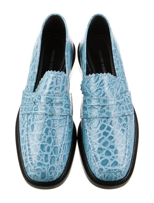 Nicole Saldana Embossed Leather Colorblock Pattern Loafers