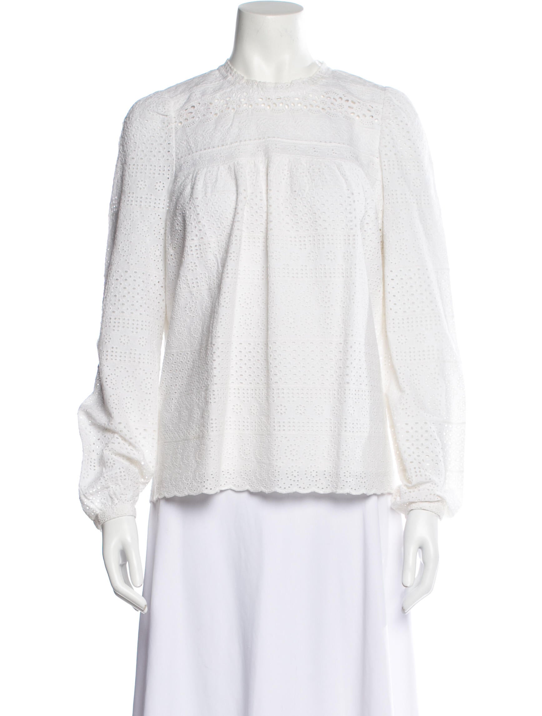 Needle & Thread Lace Pattern Mock Neck Blouse