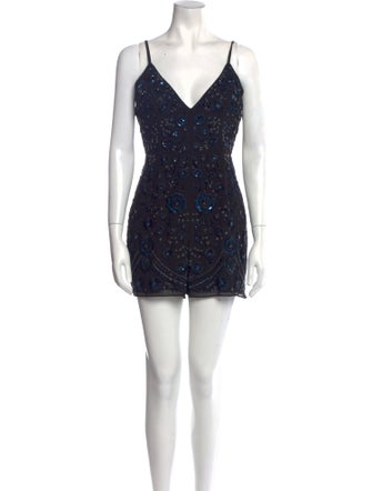 Needle & Thread Patterned V-Neck Romper