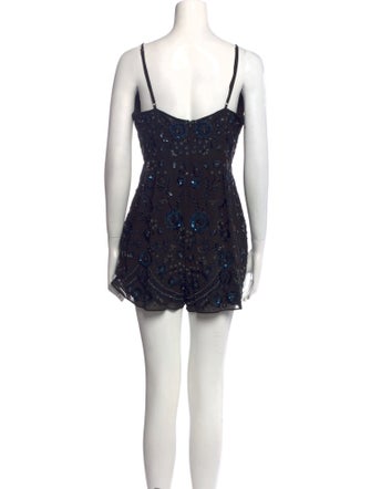 Needle & Thread Patterned V-Neck Romper