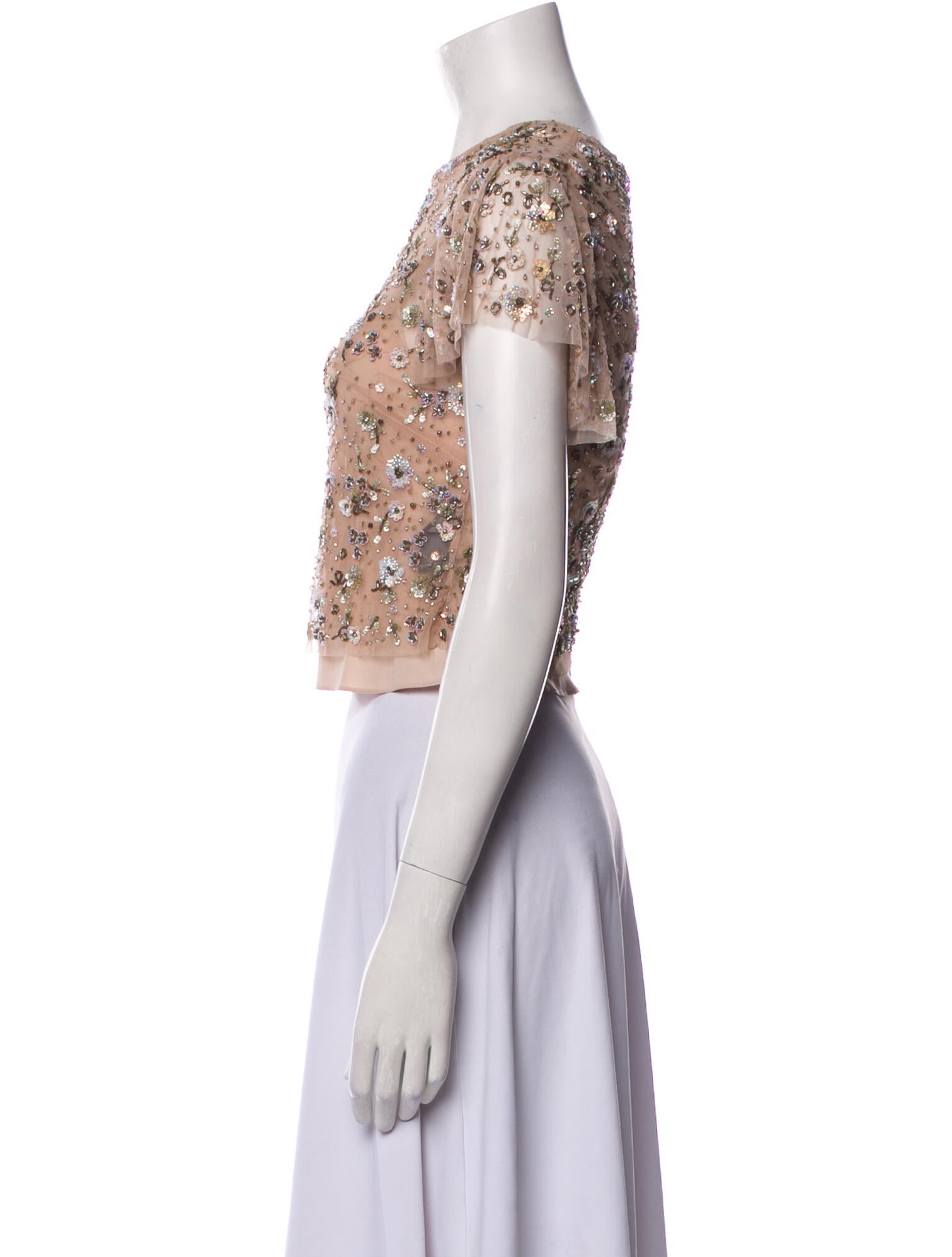 Needle & Thread Floral Print Crew Neck Crop Top w/ Tags