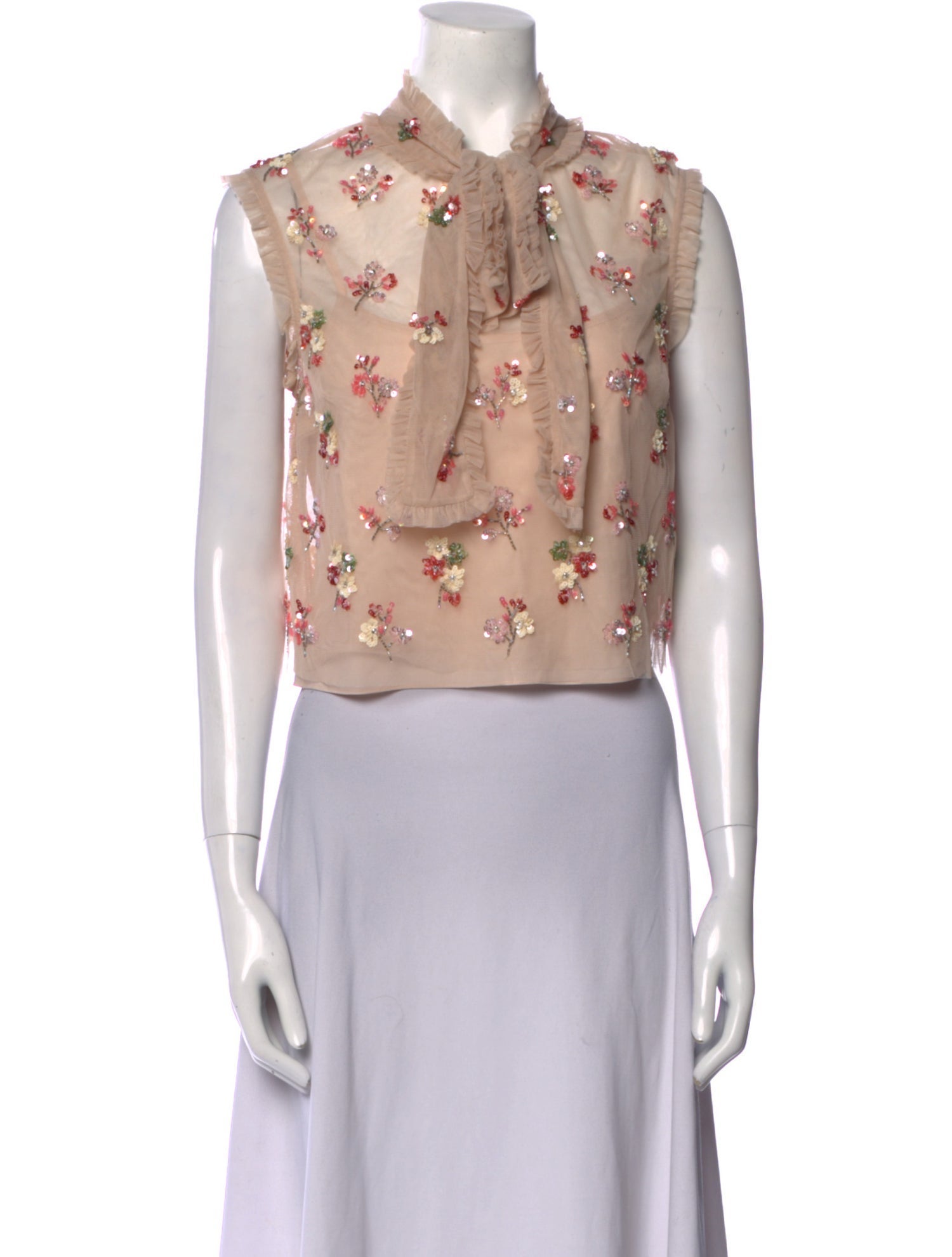 Needle & Thread Floral Print Mock Neck Crop Top