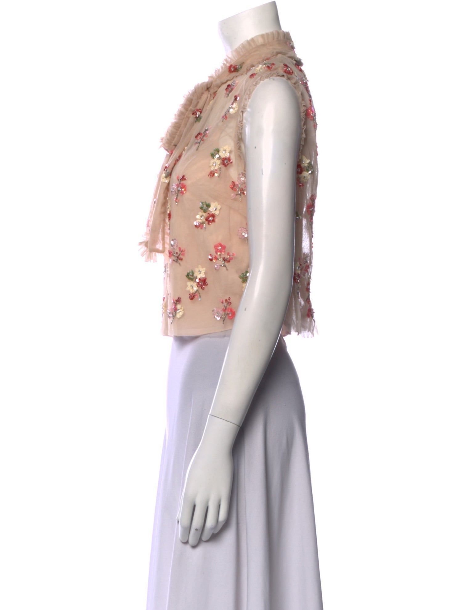 Needle & Thread Floral Print Mock Neck Crop Top