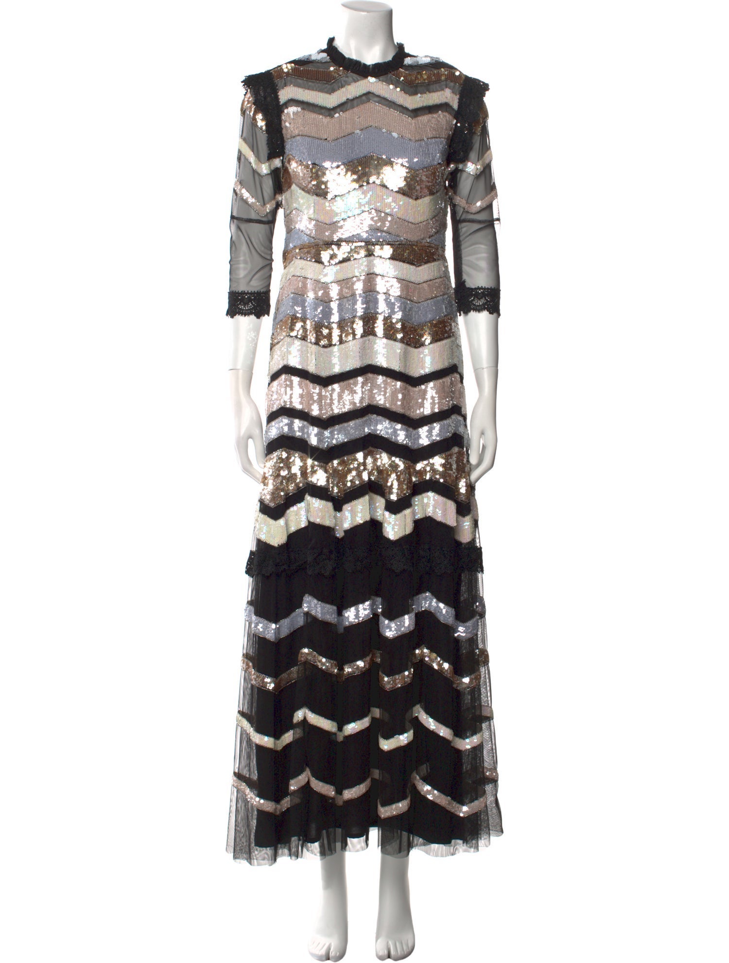 Needle & Thread Striped Midi Length Dress