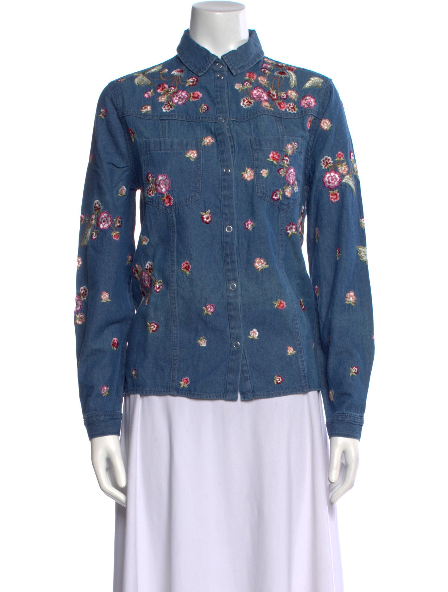 Needle & Thread Floral Print Long Sleeve Button-Up Top