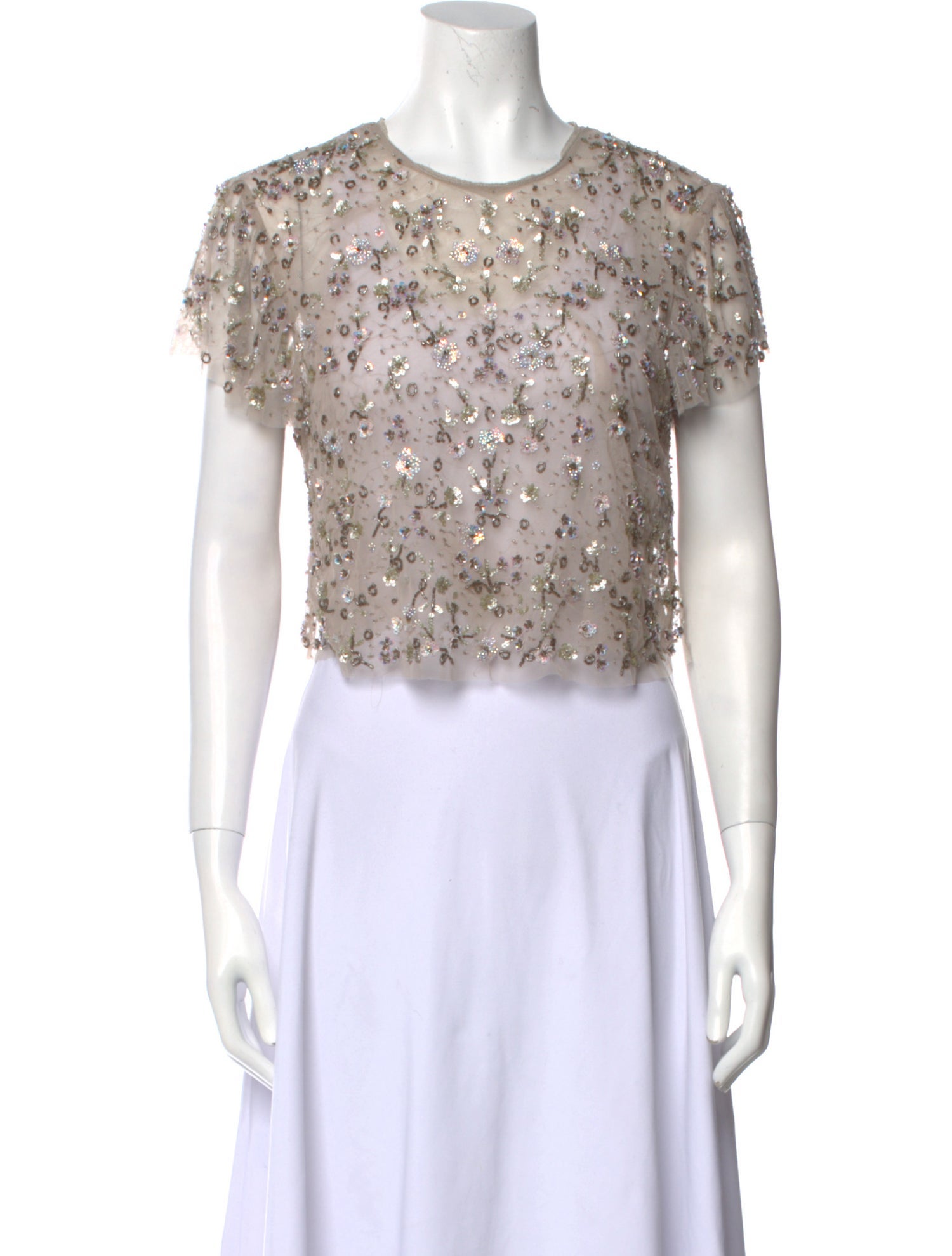 Needle & Thread Nylon Floral Print Crop Top