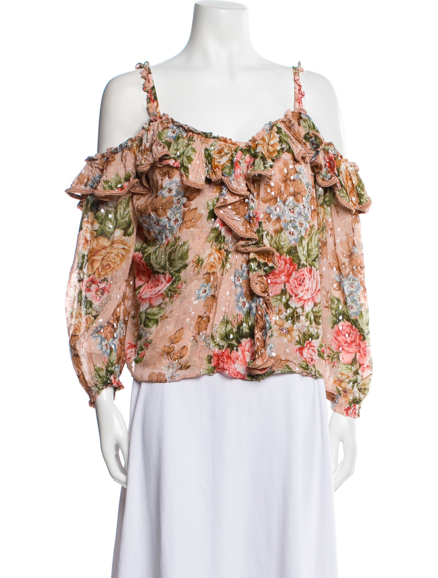 Needle & Thread Floral Print Cowl Neck Blouse