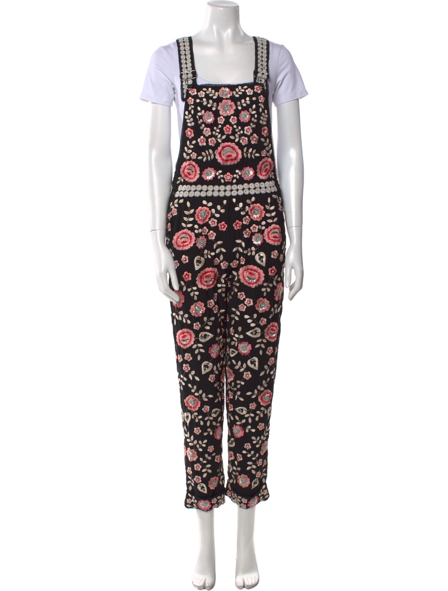 Needle & Thread Floral Print Square Neckline Jumpsuit