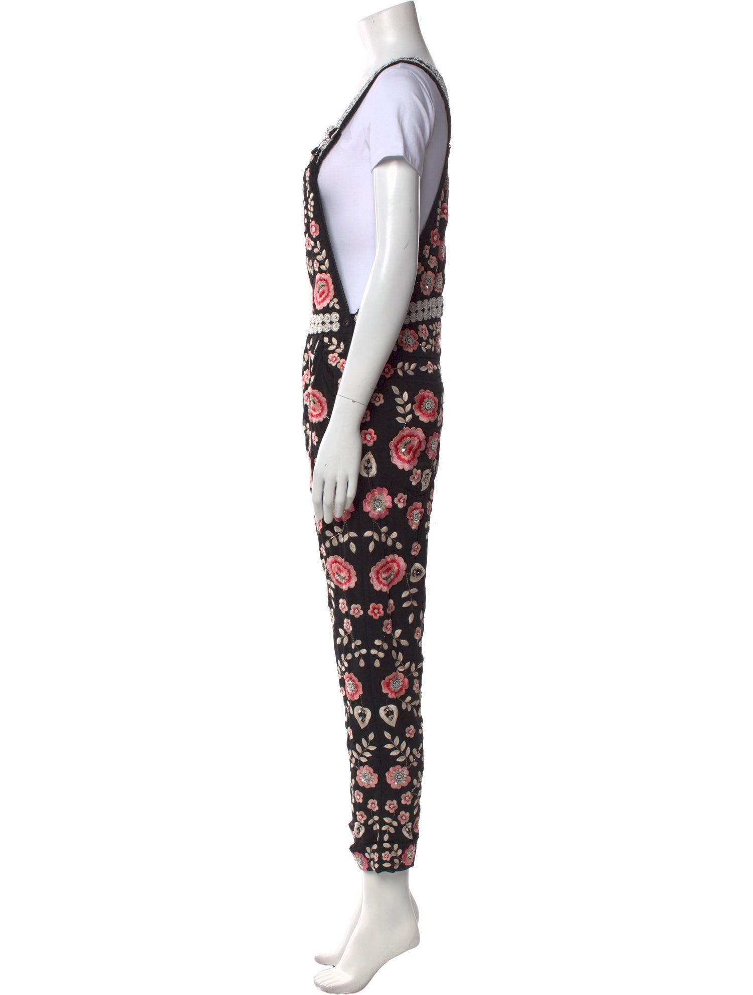 Needle & Thread Floral Print Square Neckline Jumpsuit