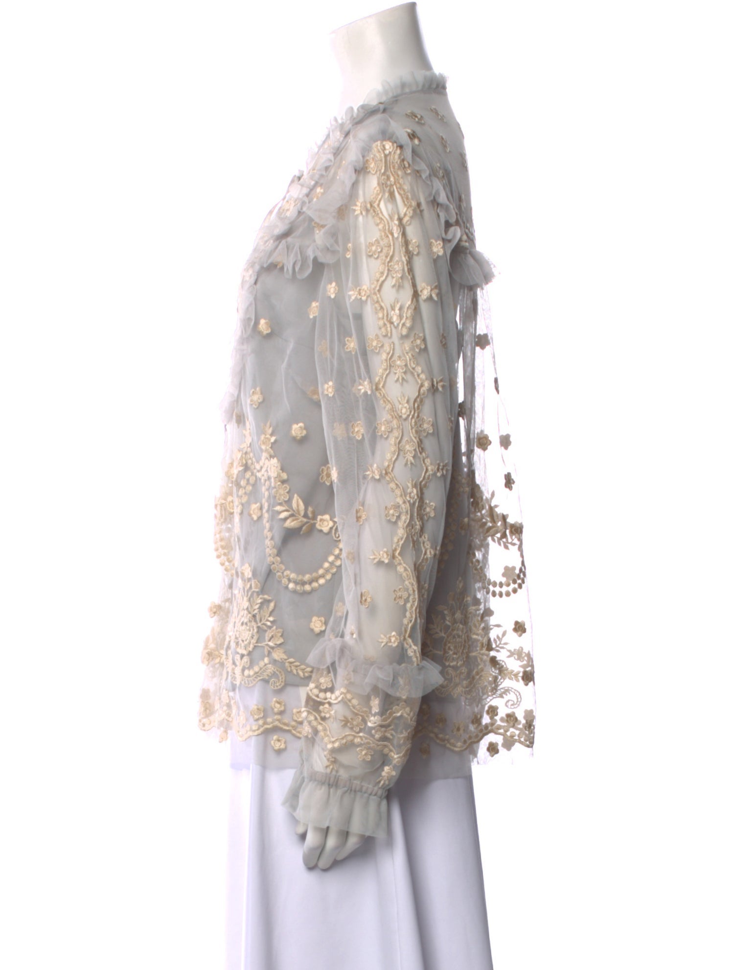 Needle & Thread Floral Print Tie Neck Blouse