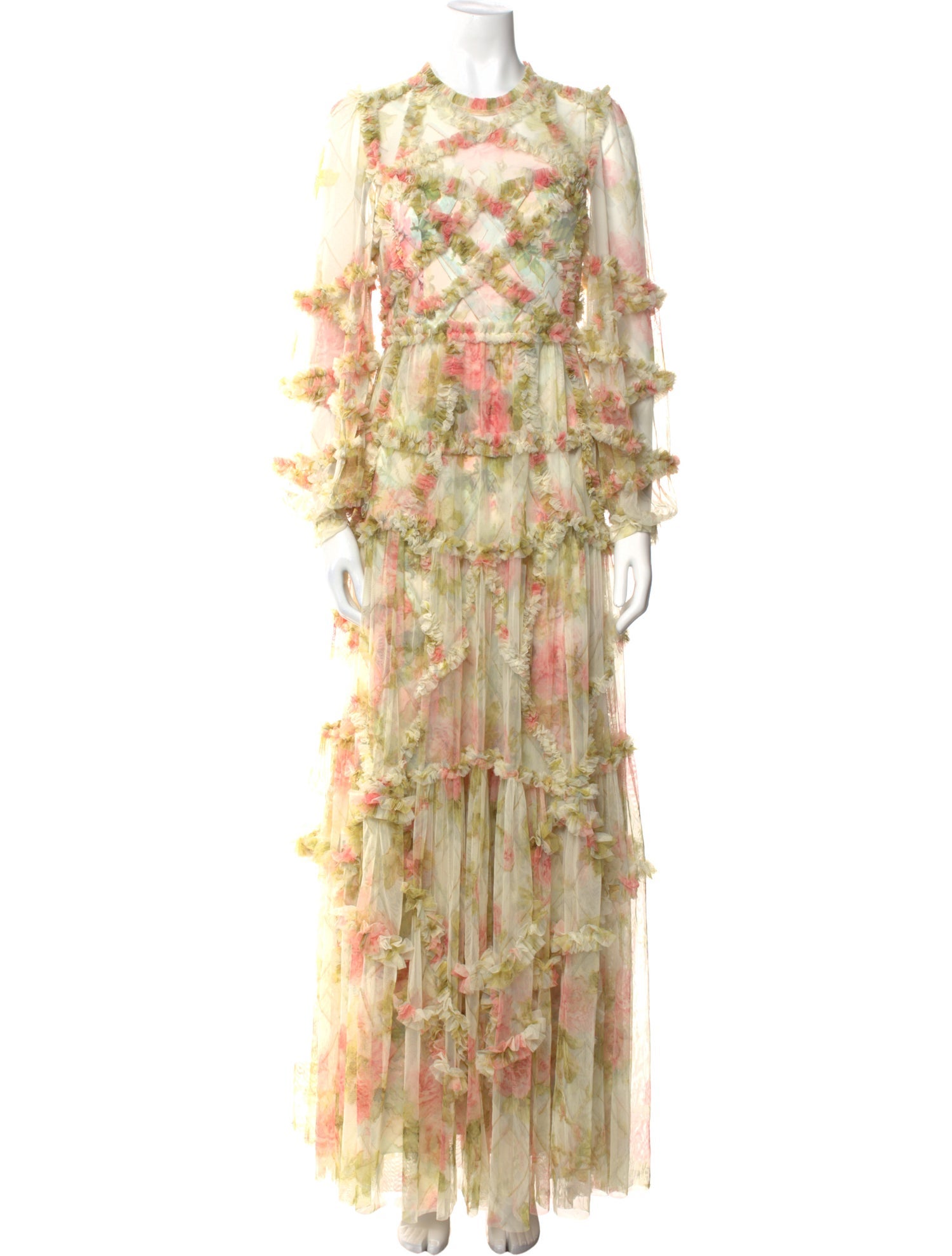 Needle & Thread Floral Print Long Dress w/ Tags