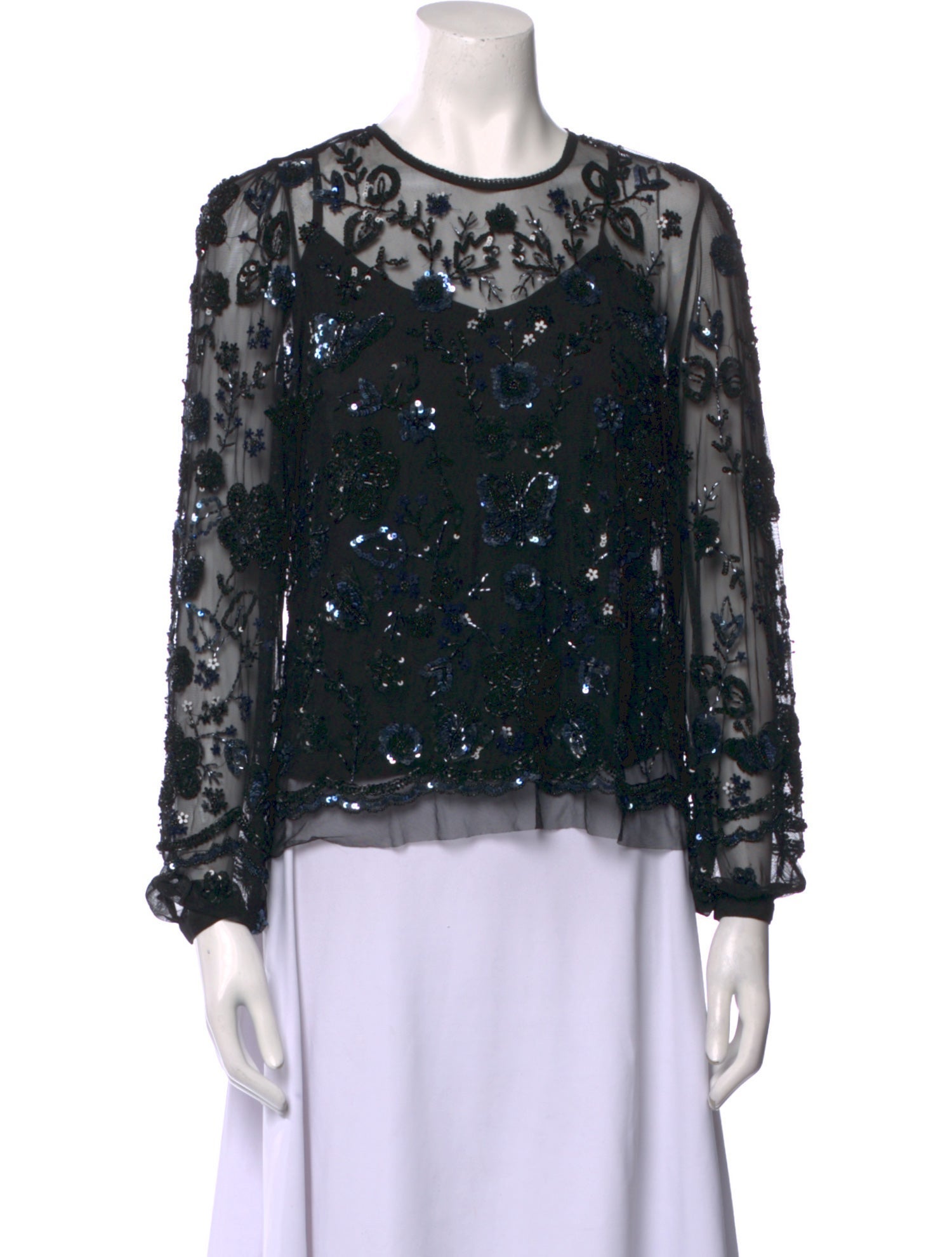 Needle & Thread Lace Pattern Crew Neck Blouse