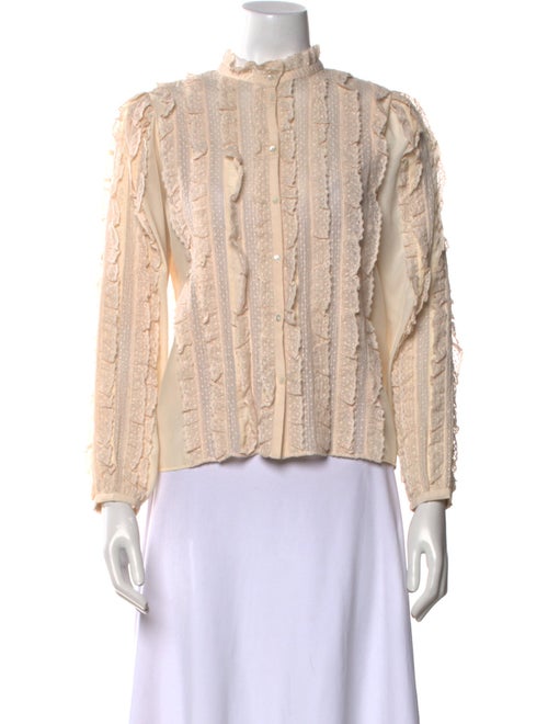 Needle & Thread Lace Pattern Mock Neck Blouse
