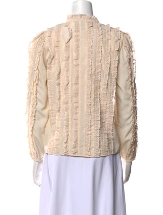 Needle & Thread Lace Pattern Mock Neck Blouse