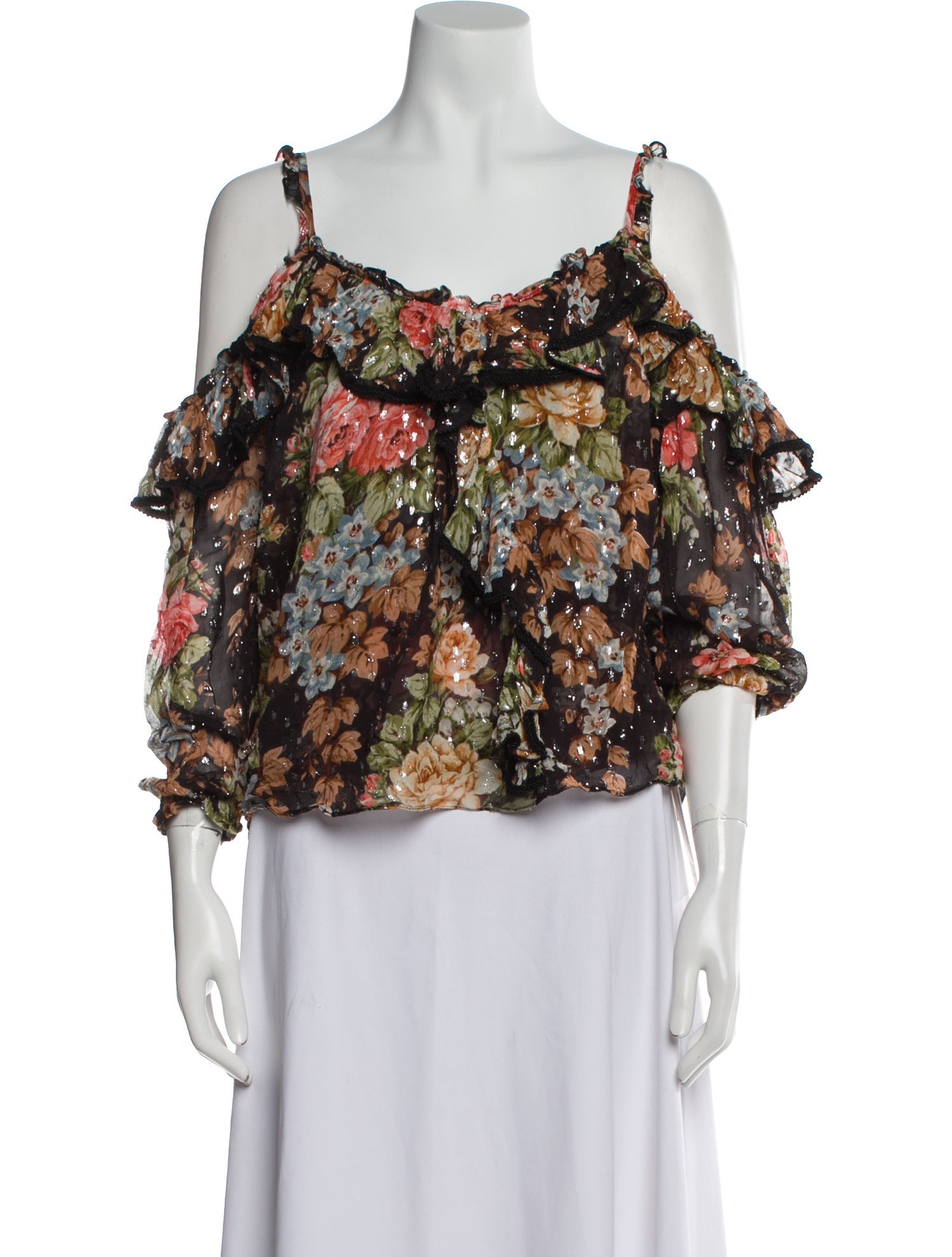 Needle & Thread Floral Print Off-The-Shoulder Blouse