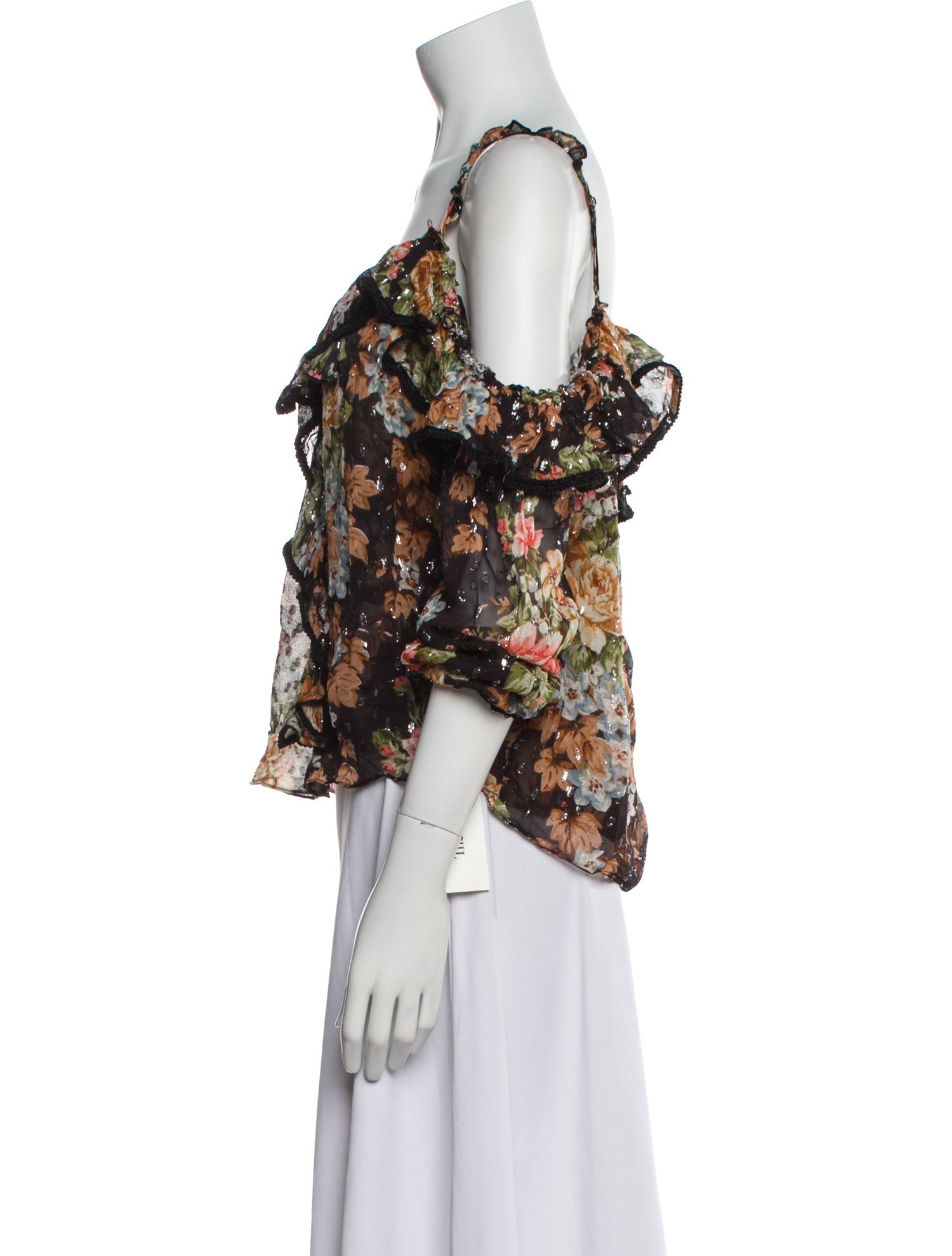 Needle & Thread Floral Print Off-The-Shoulder Blouse